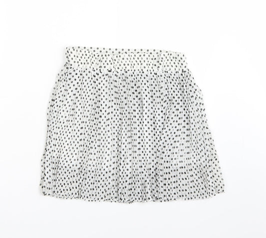 Clillin Womens White Polka Dot A-Line Skirt Size S