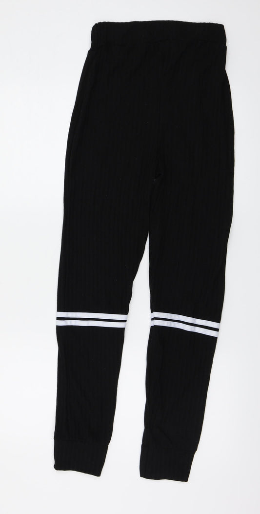 PRETTYLITTLETHING Womens Black Trousers Size M L26 in