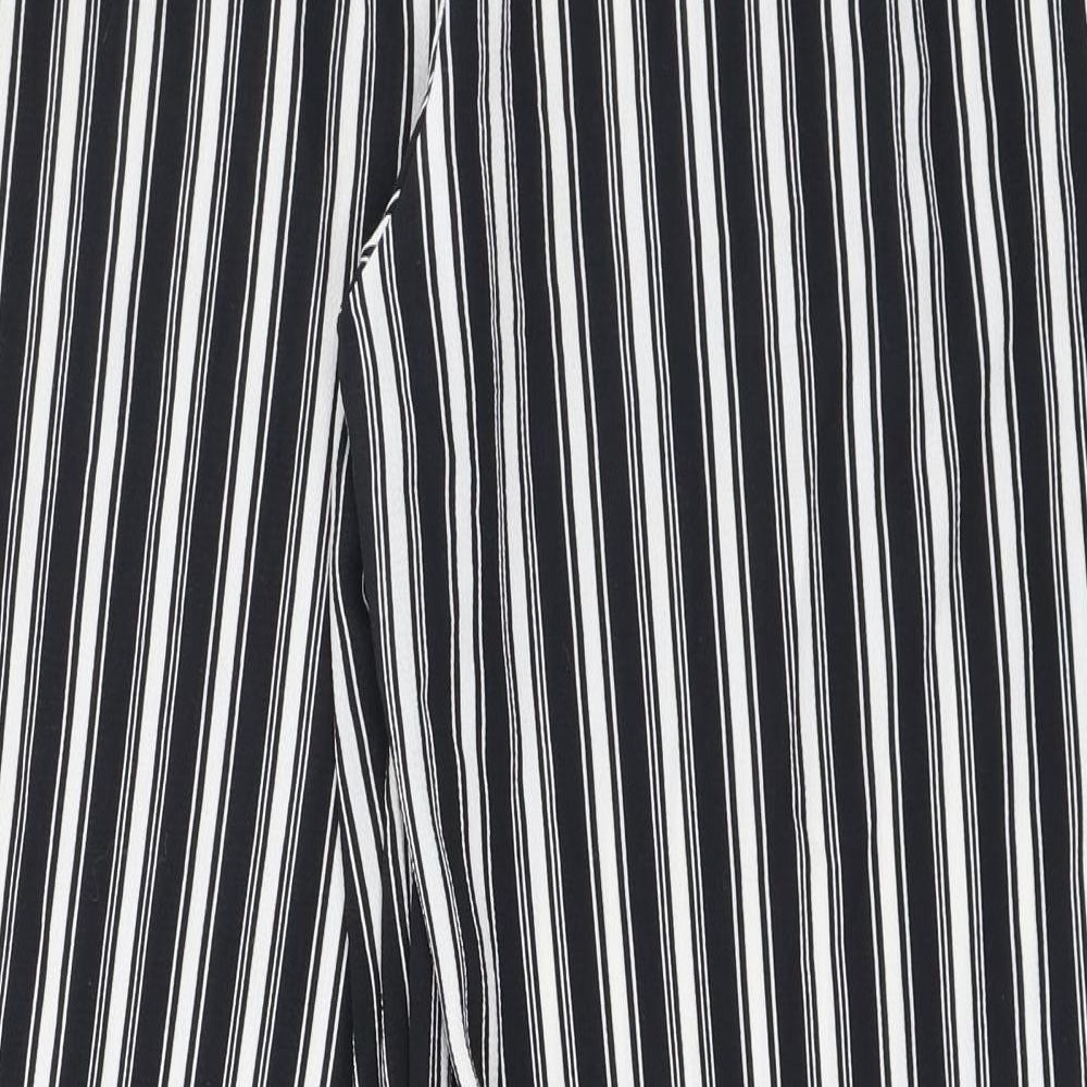 Peacocks Womens Black Striped Trousers Size 14 L31 in