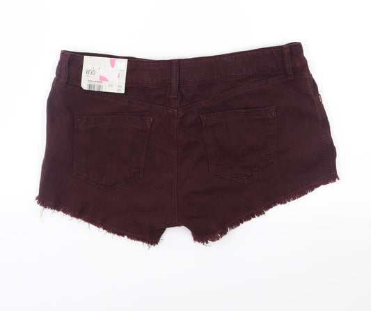 Topshop Womens Purple Denim Cut-Off Shorts Size 12