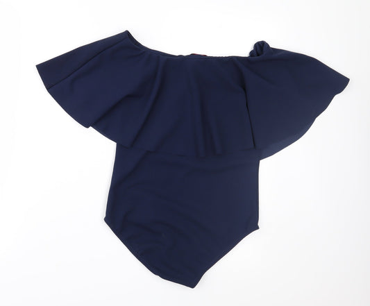 Missi Womens Blue Basic Blouse Size 10