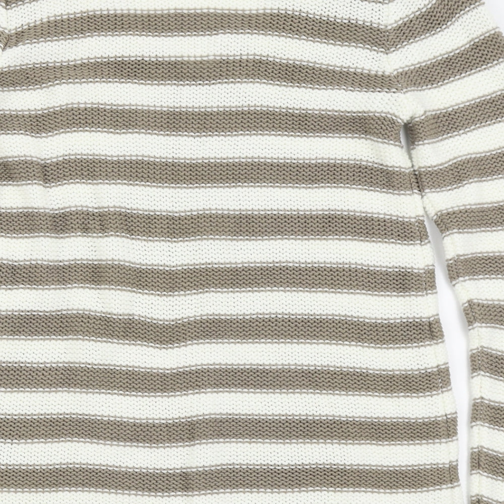 Brand and care label for H&M women’s white polka dot jumper, size S