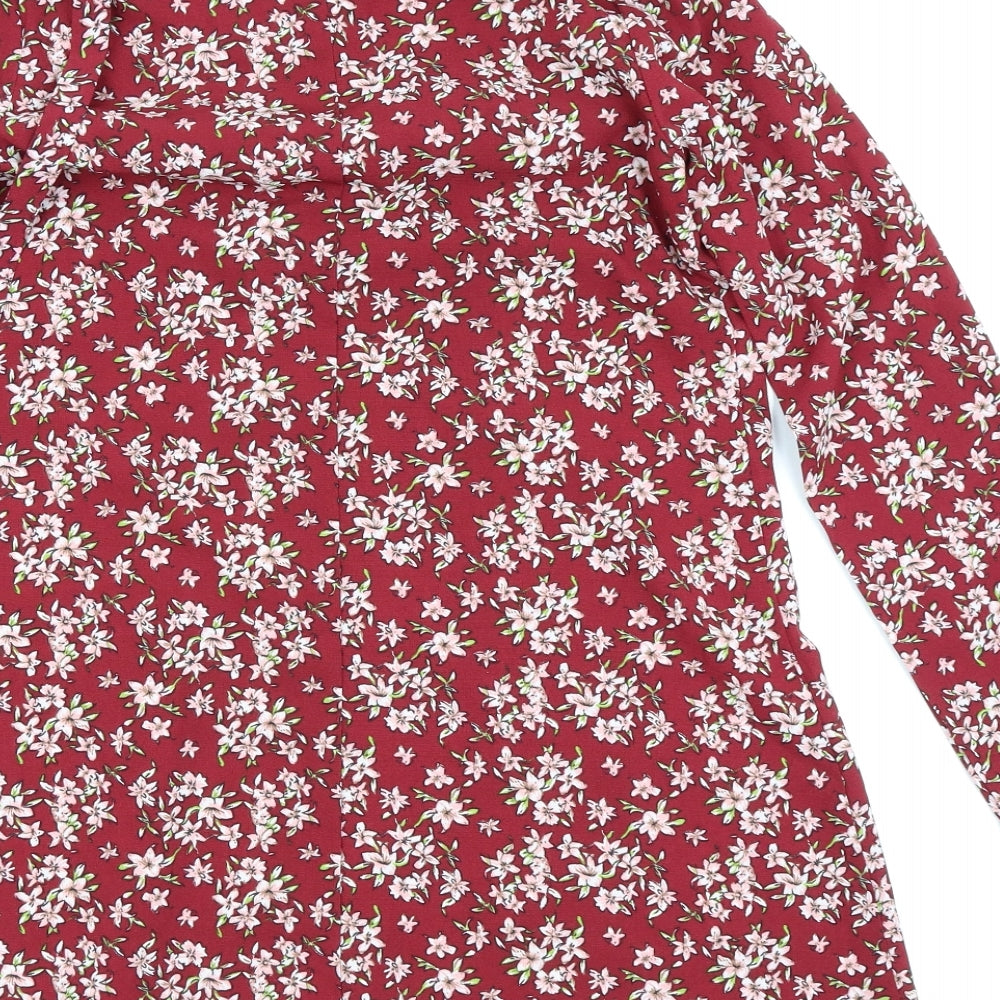 Glamorous Womens Red Floral T-Shirt Dress Size 6