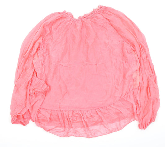 collection gaia Womens Pink Floral Basic Blouse Size S