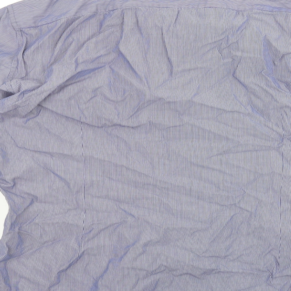 Brand and care label for Limited Collection men’s blue striped dress shirt, size 15.5