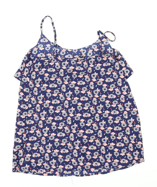 Pep & co Womens Blue Floral Basic T-Shirt Size 8