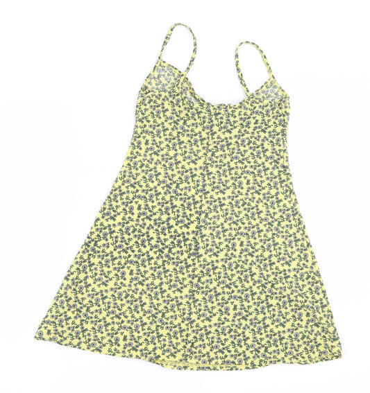 Topshop Womens Yellow Floral Basic Blouse Size 4