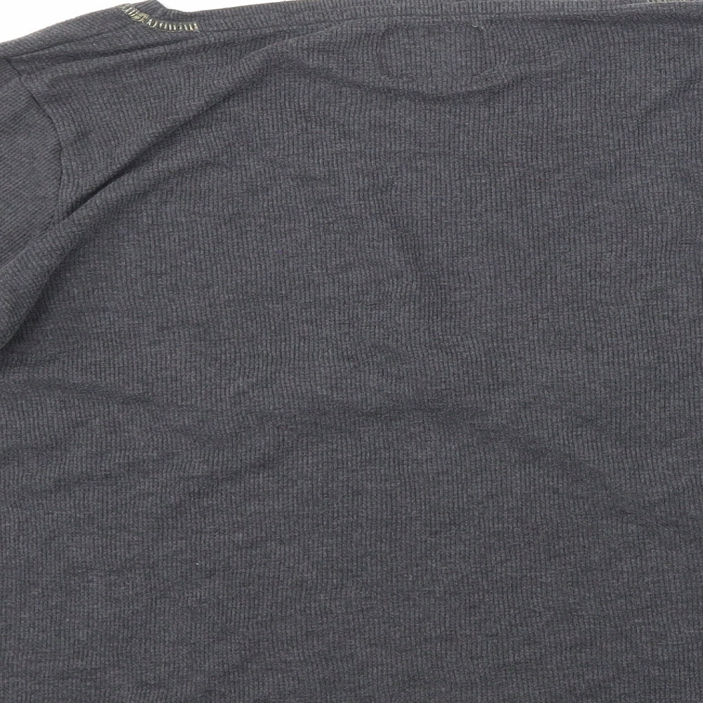 Brand and care label for Love To Lounge women’s grey jumper, size L