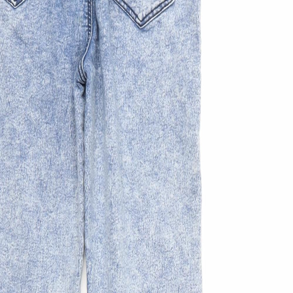 Brand and care label for Denim & Co. girls’ blue denim straight jeans, size 12-13, years