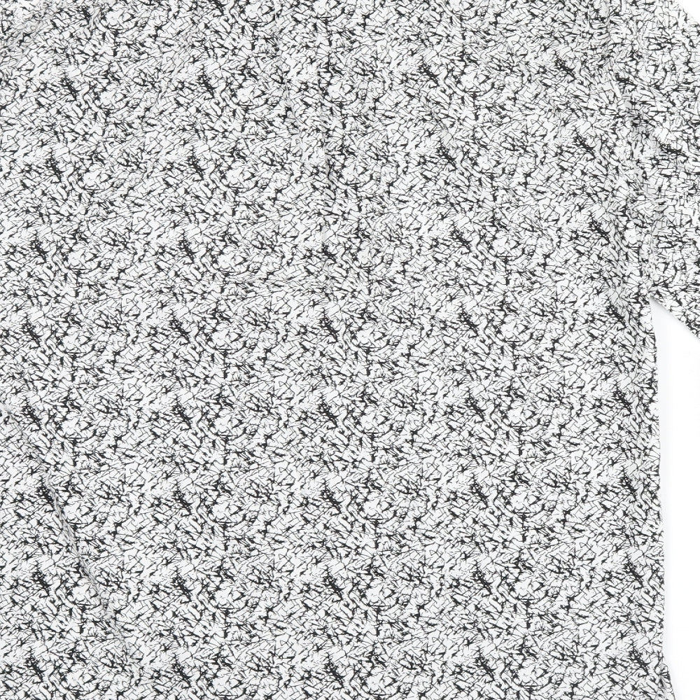 Brand and care label for Next men’s black geometric button-up, size L