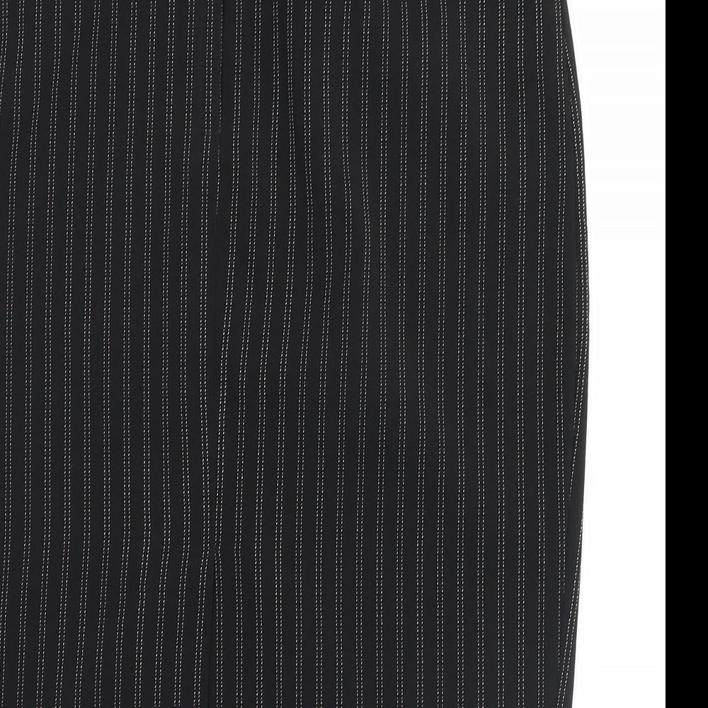Brand and care label for AMARANTO women’s black striped straight & pencil skirt, size UK 12