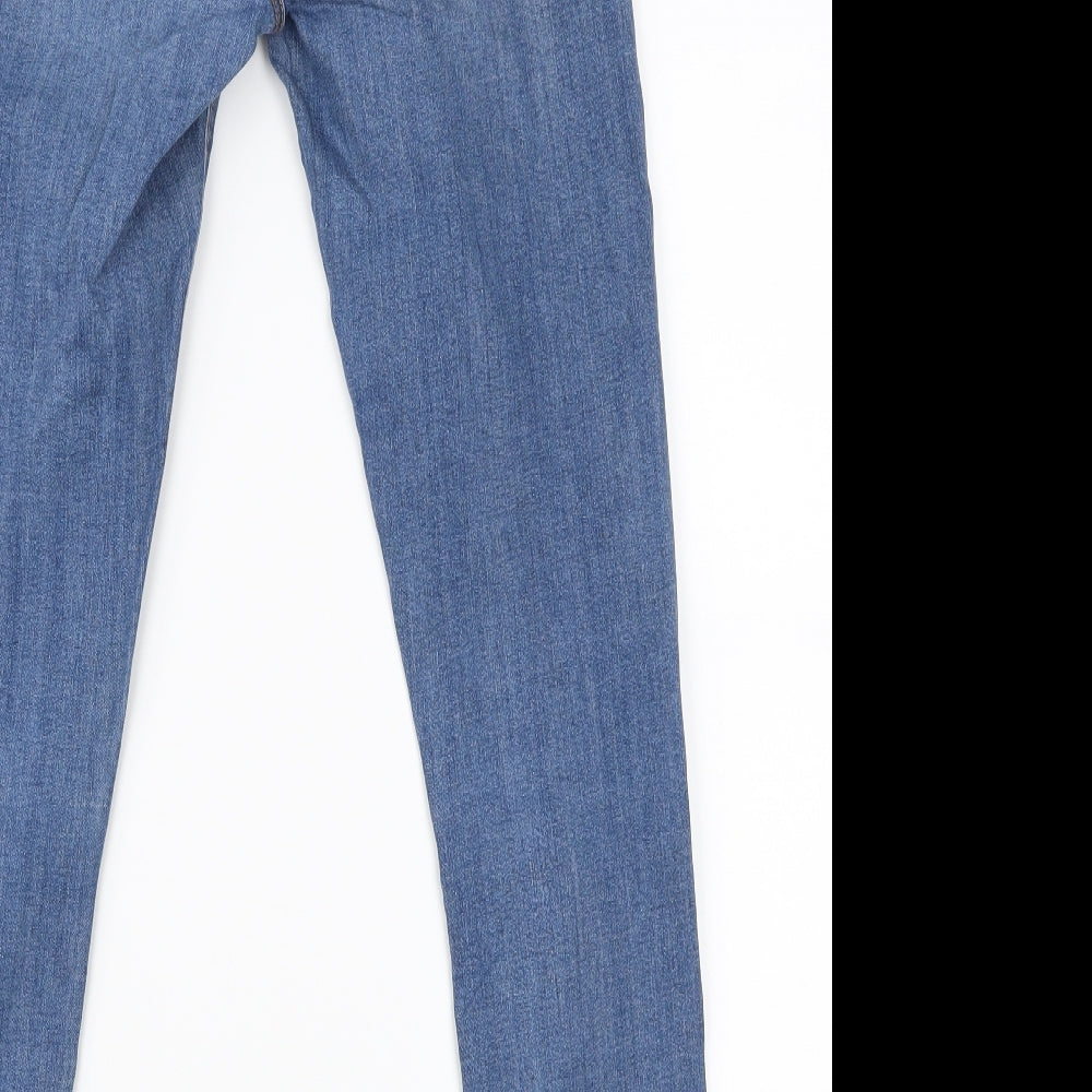 Brand and care label for Denim Co women’s blue skinny jeans, size UK 8, 25-inch leg
