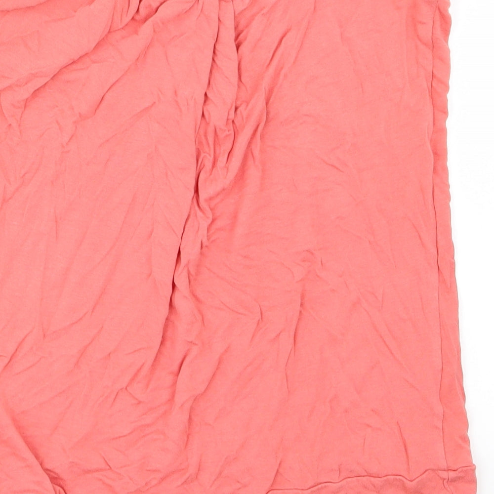 Brand and care label for Warehouse Definitives women’s pink a-line skirt, size UK 12