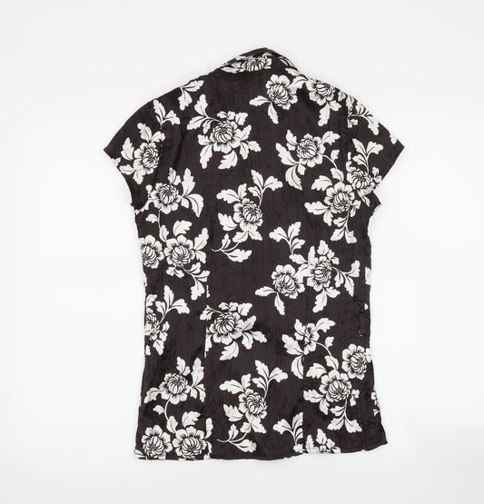New Look Womens Black Floral Basic Button-Up Size 10