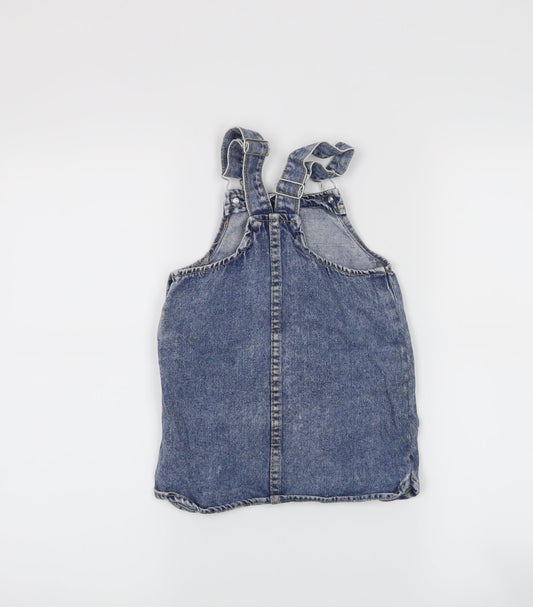 E-vie Angel Girls Blue Houndstooth Pinafore/Dungaree Dress Size 3 Years
