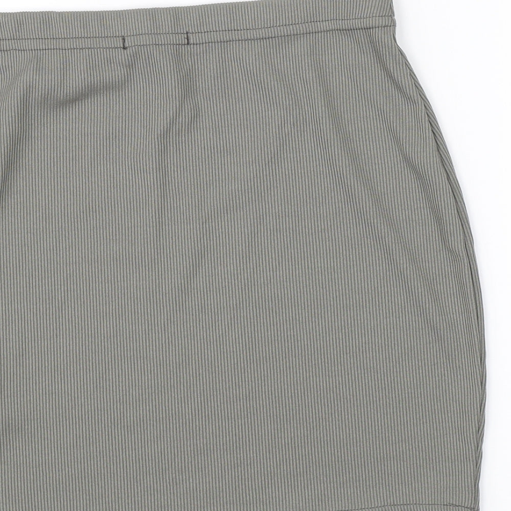 Brand and care label for I SAW IT FIRST women’s grey a-line skirt, size UK 10