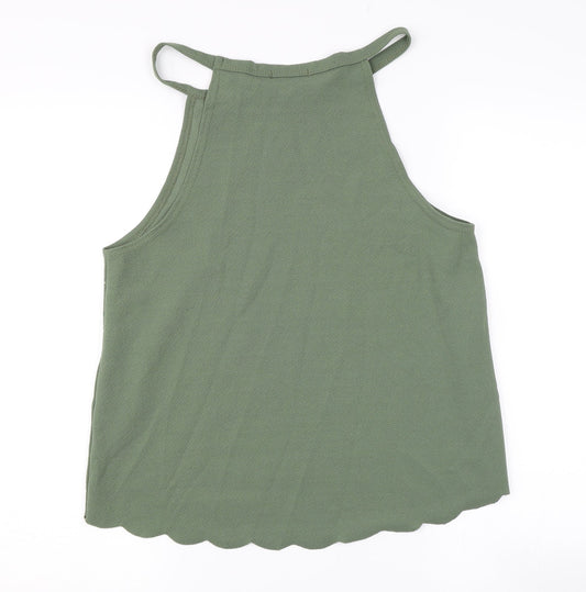 bebo Womens Green Basic Tank Size M - Scallop Hem