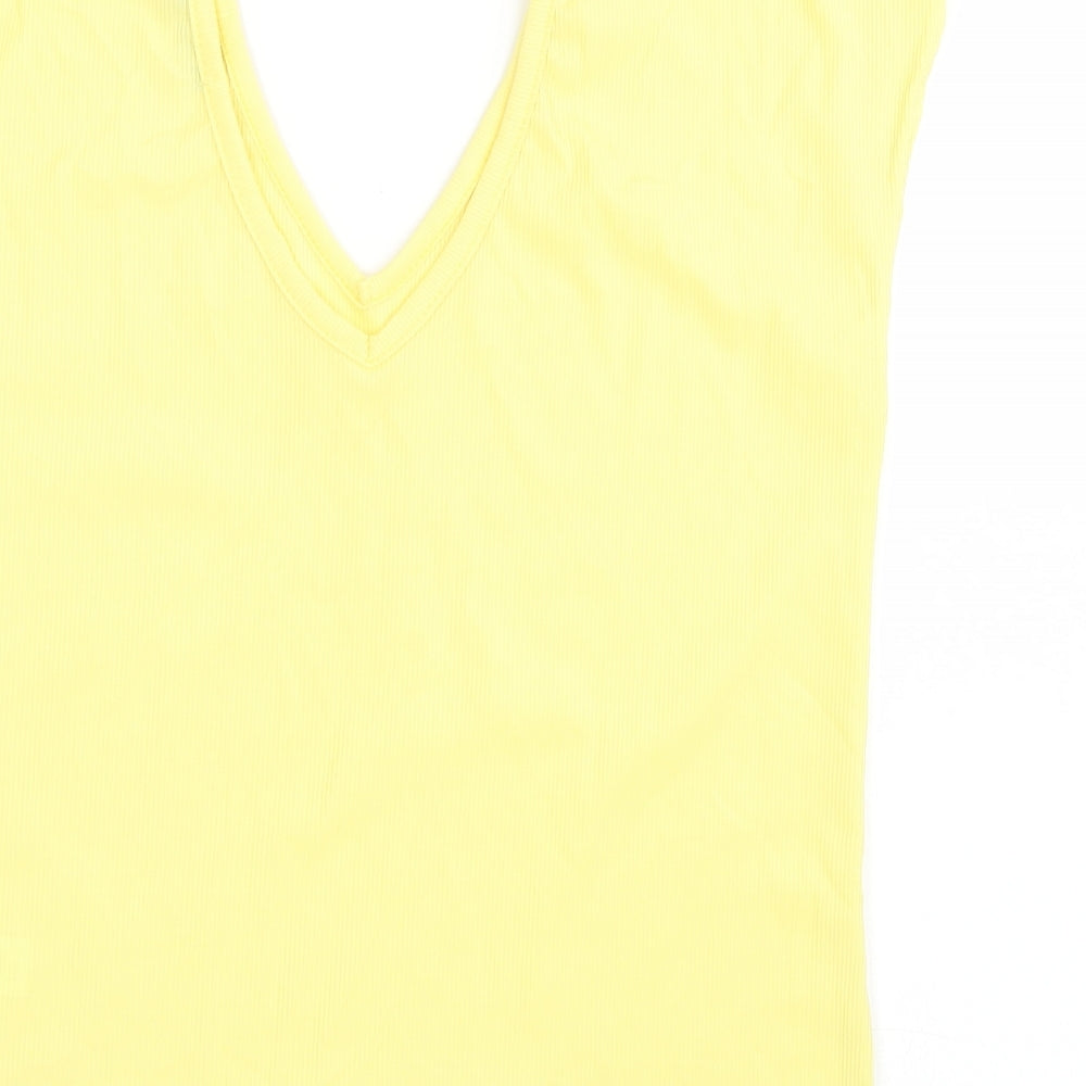 Boohoo Womens Yellow Basic T-Shirt Size 14