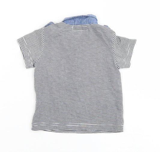 Lee Cooper Boys Blue Striped Basic Polo Size 18-24 Months