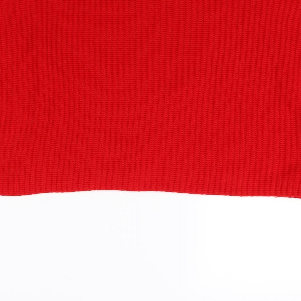 Brand and care label for In the Style women’s red jumper, size UK 10