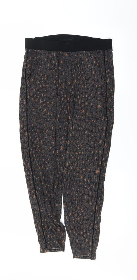 NEXT Womens Black Animal Print Jogger Leggings Size 6 L25 in