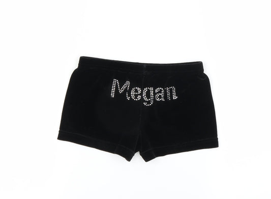 Preworn Girls Black Sweat Shorts Size 9-10 Years