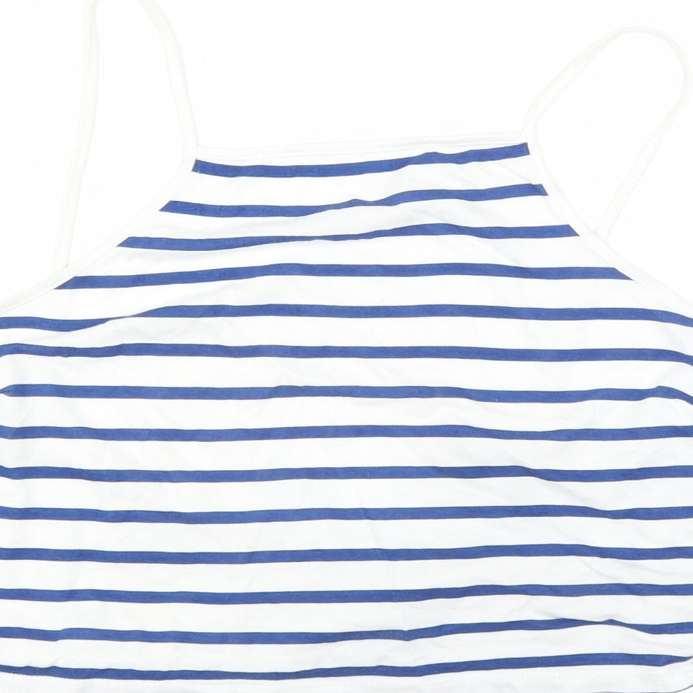 ASOS Womens White Striped Cropped T-Shirt Size 10