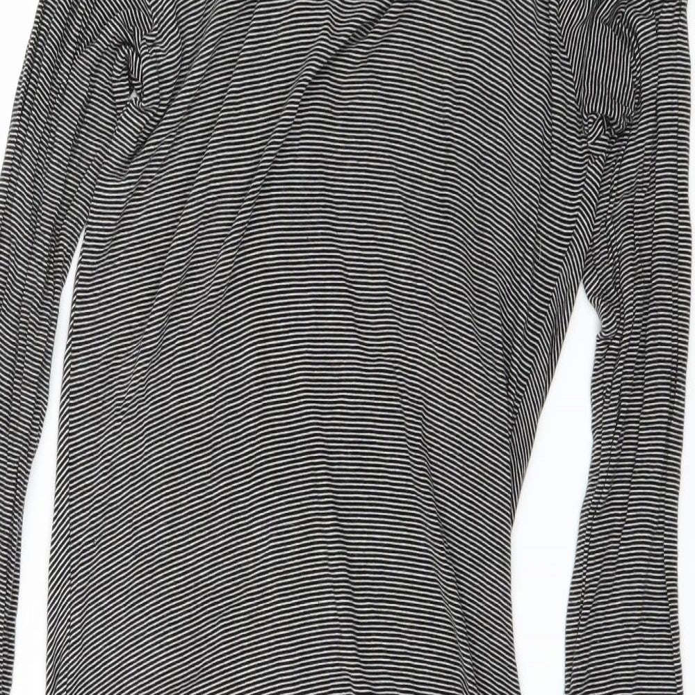 DUNNIES Womens Black Striped Cardigan Jumper Size L