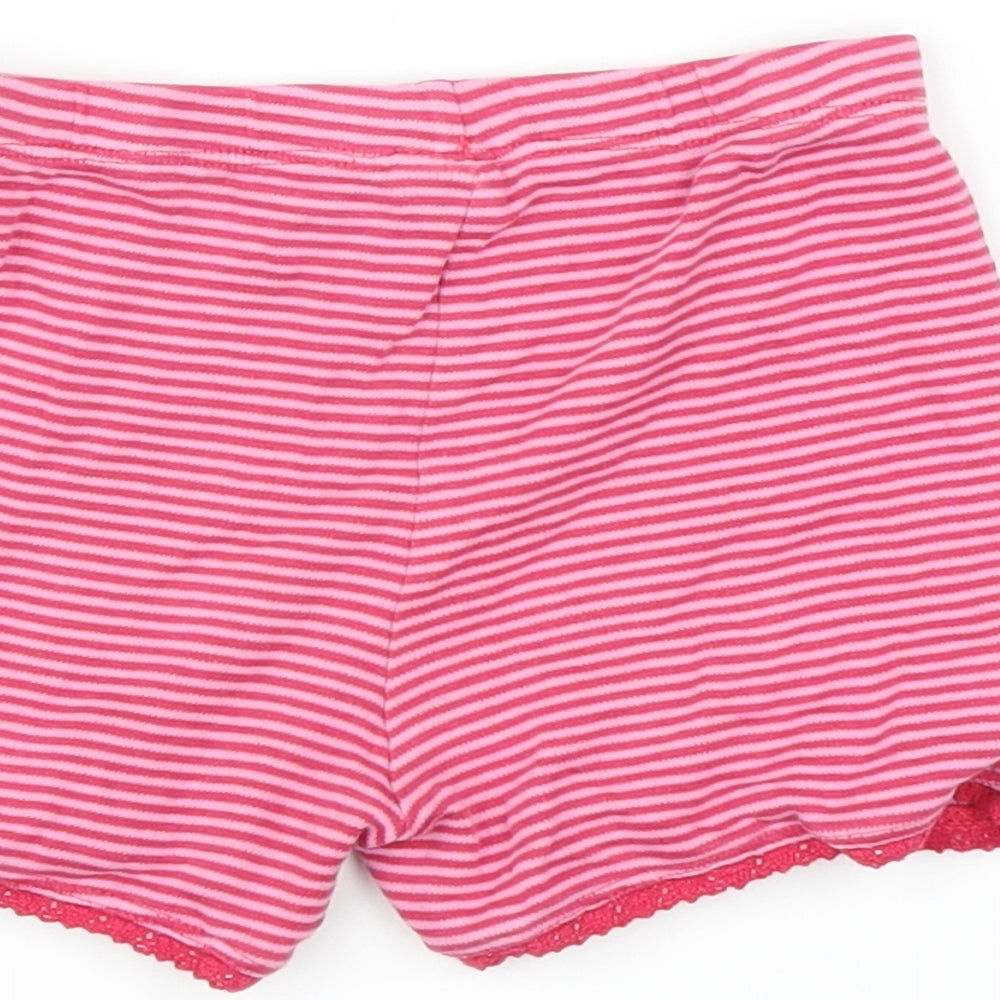 Brand and care label for Mini Club Baby Pink Striped Cropped Trousers, size 12-18, Months