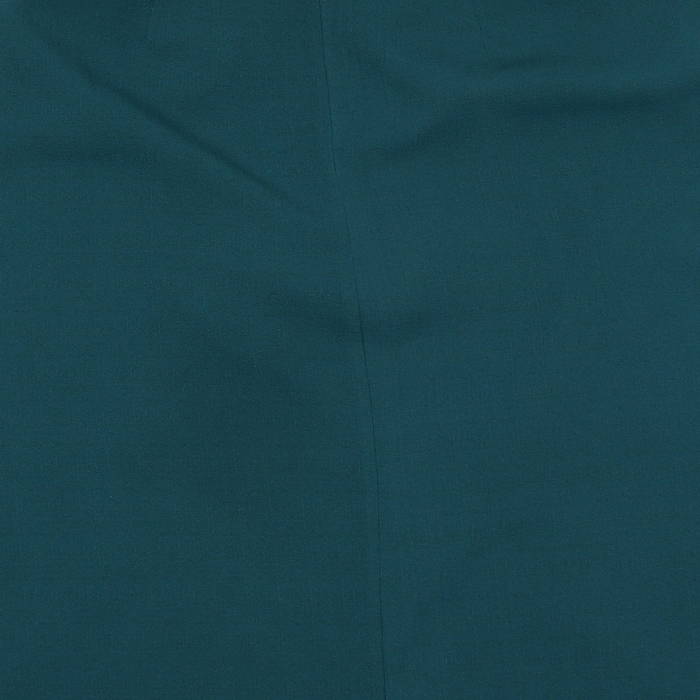 Brand and care label for Special Collection women’s green a-line skirt, size UK 38, in