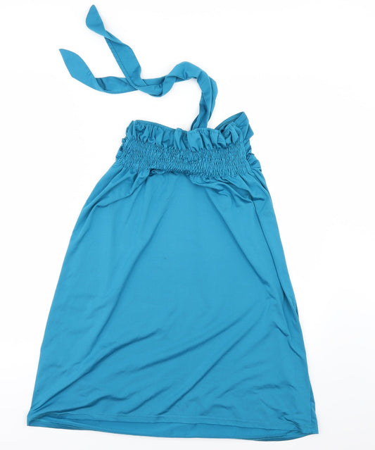 Angela Womens Blue Tunic Blouse Size L