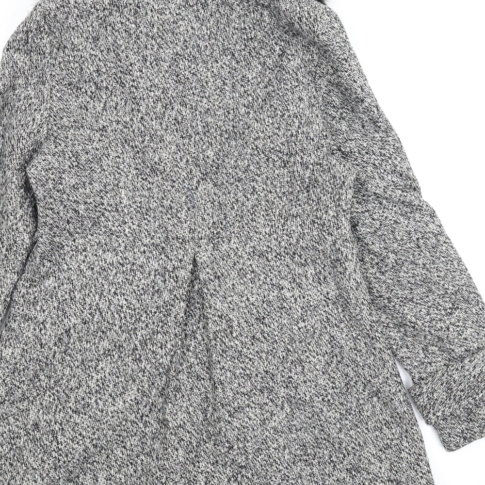Brand and care label for Carmel women’s grey houndstooth pea coat coat, size UK 12