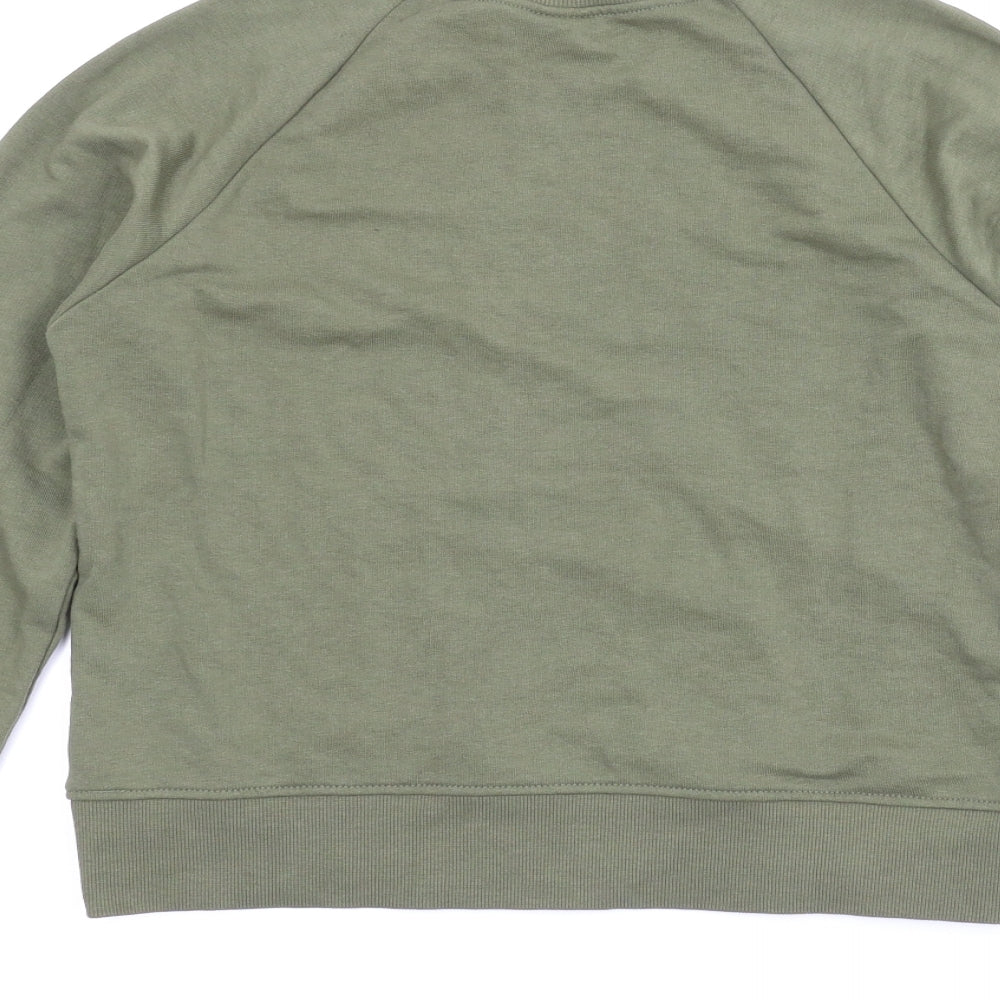 Brand and care label for H&M women’s green jumper, size XS