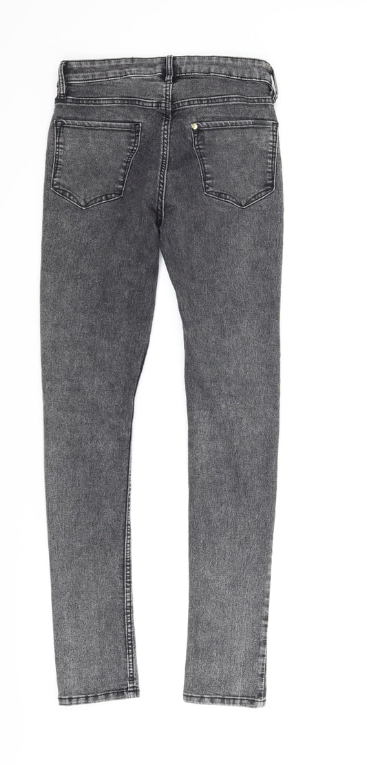 Preworn Girls Grey Denim Skinny Jeans Size 12-13 Years