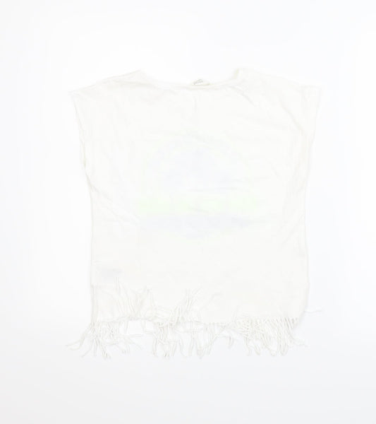H&M Girls White Basic T-Shirt Size 10-11 Years