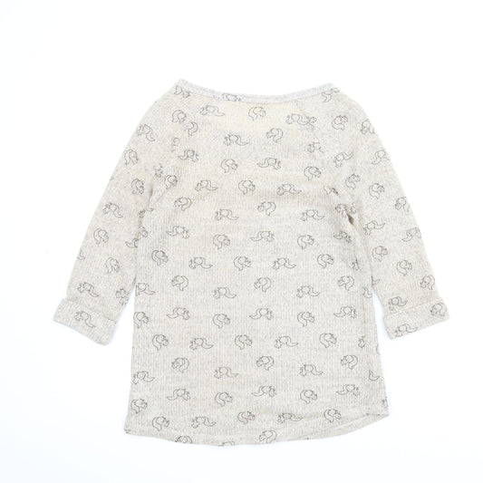 New Look Womens Beige Animal Print Pullover Jumper Size 10