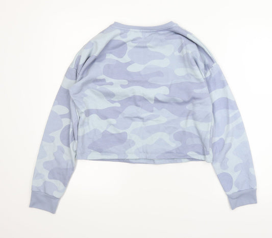 Primark Girls Blue Camouflage Pullover Hoodie Size 13-14 Years