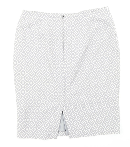 M&S Womens Grey Argyle/Diamond A-Line Skirt Size 14