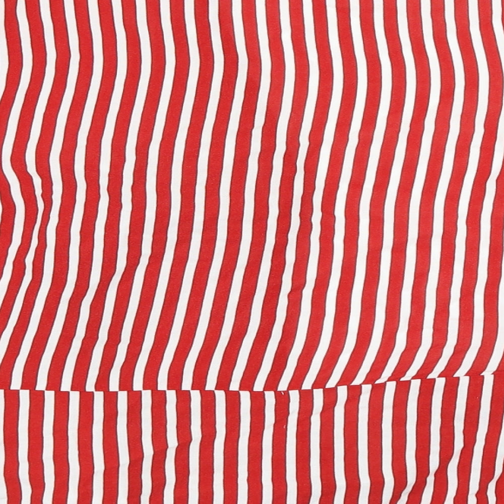Brand and care label for Papaya women’s red striped wrap blouse, size UK 10