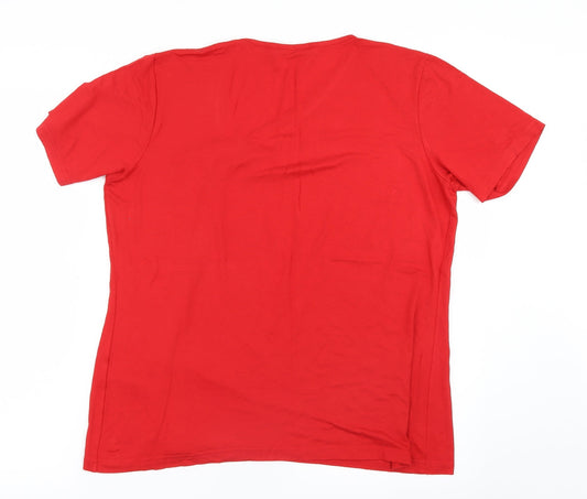 Peruzzi Womens Red Basic T-Shirt Size 14