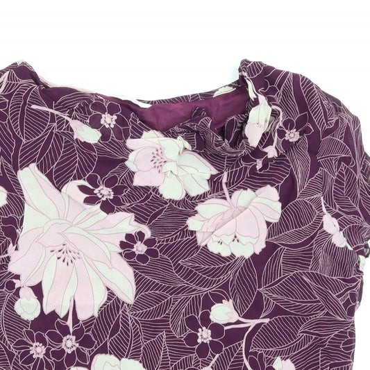 Berkertex Womens Purple Floral Basic Blouse Size 16