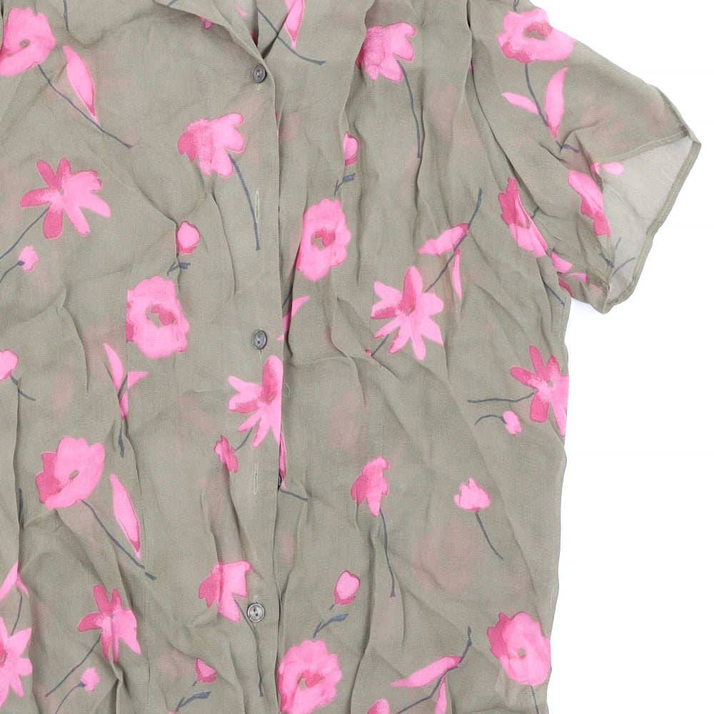 Brand and care label for Casablanca women’s green floral basic button-up, size UK 16