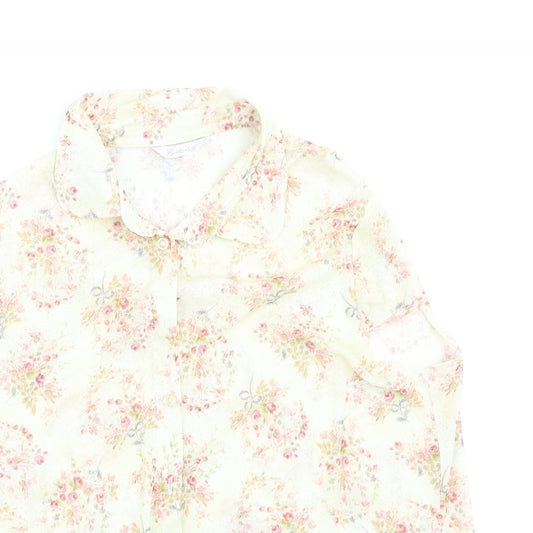 Berkertex Womens Yellow Floral Basic Button-Up Size 16