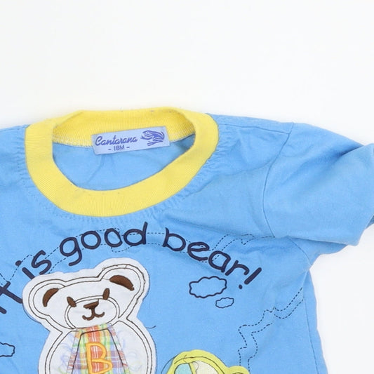 Cantarana Boys Blue Basic T-Shirt Size 18-24 Months - Teddy Bear