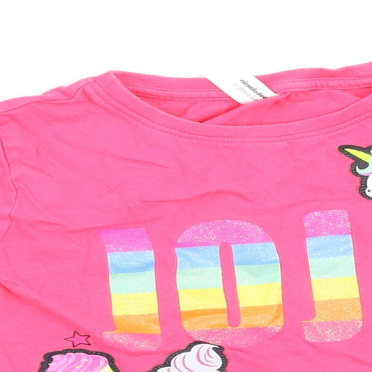 JoJo Silva Girls Pink Basic T-Shirt Size 6-7 Years - Unicorns
