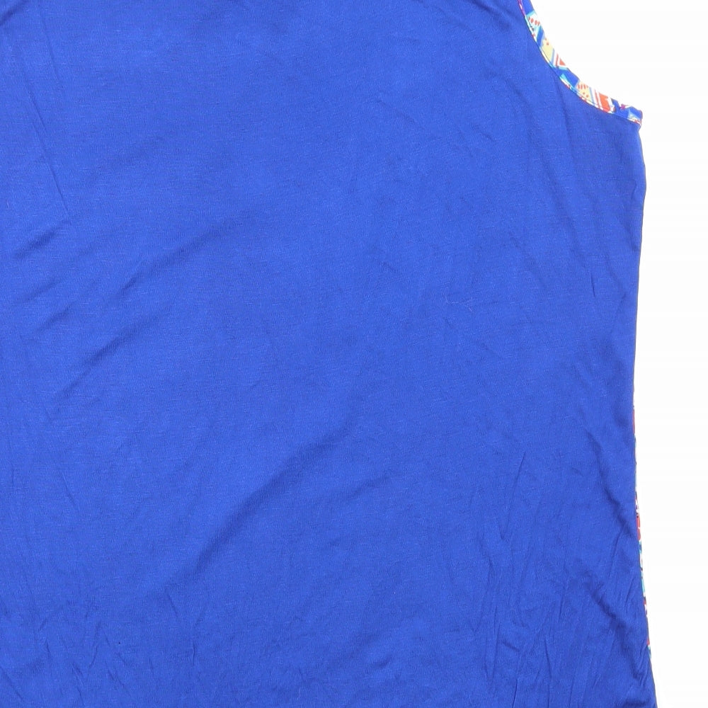 Brand and care label for Dunnes women’s blue basic blouse, size UK 20