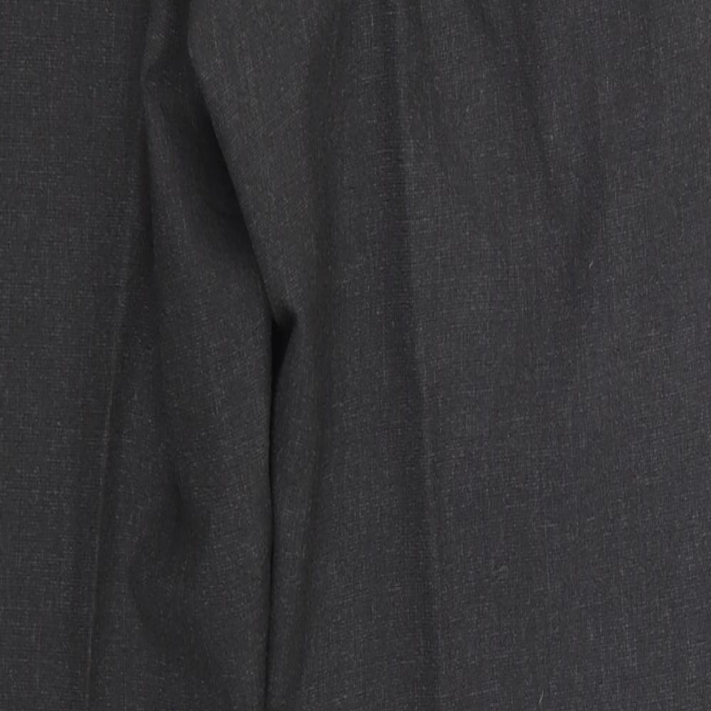 Brand and care label for Next men’s grey trousers, size 34, in, 31-inch leg