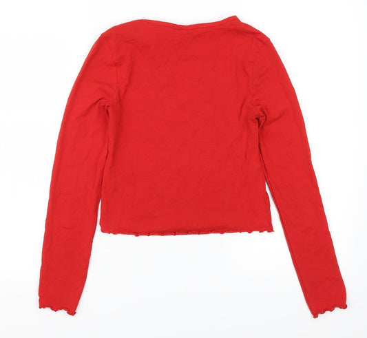 H&M Womens Red Cropped T-Shirt Size S