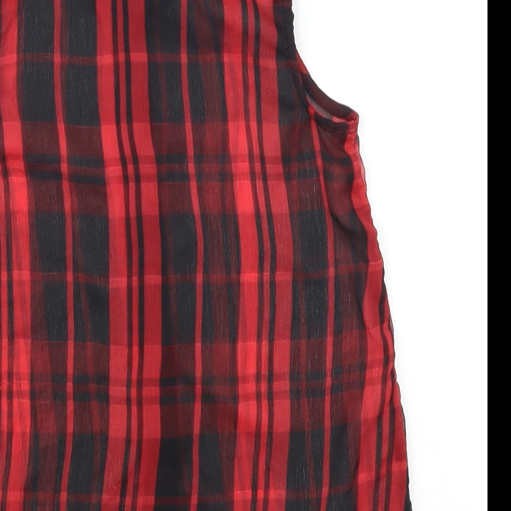 Evie Girls Red Check Basic Button-Up Size 5 Years