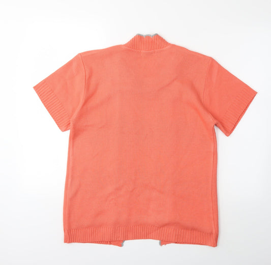 Lady Ice Womens Orange Knit Cardigan Jumper Size S